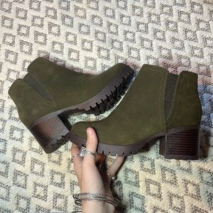 Olive Green Suede Soda Boots